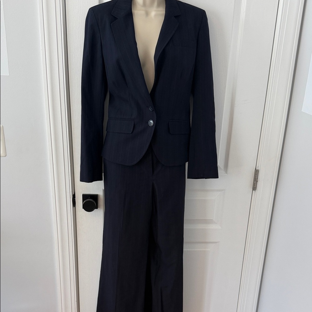 Women’s Navy Pinstripe Pantsuit Jacket and Trousers